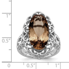 Sterling Silver Rhodium Smoky Quartz Ring - 4
