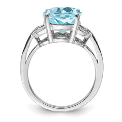 Sterling Silver Rhodium Sky Blue Topaz & Diam. Ring - 2