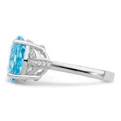 Sterling Silver Rhodium Sky Blue Topaz & Diam. Ring - 6