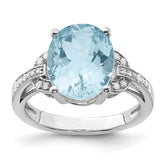 Sterling Silver Rhodium Sky Blue Topaz & Diam. Ring - 6