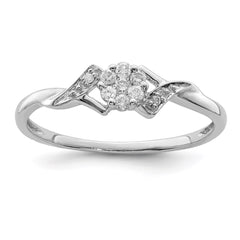 Sterling Silver Rhodium Plated Diamond Ring - 4