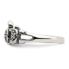 Sterling Silver Antiqued Turtle Ring - 2