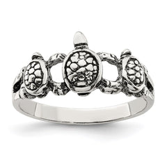 Sterling Silver Antiqued Turtle Ring - 2