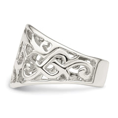 Sterling Silver Rhodium-plated Swirl Ring - 3