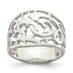 Sterling Silver Rhodium-plated Swirl Ring - 2