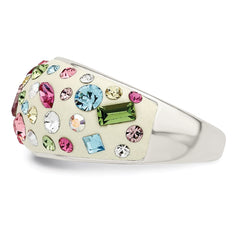 Sterling Silver Stellux Crystal Multi-Color White Ring - 3