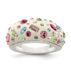 Sterling Silver Stellux Crystal Multi-Color White Ring - 3