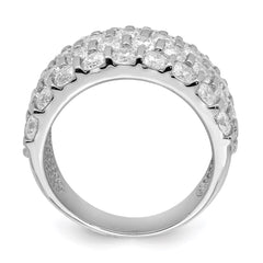 Sterling Silver Rhodium-plated CZ Wide Band Ring - 2