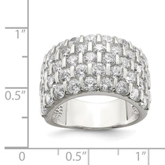Sterling Silver Rhodium-plated CZ Wide Band Ring - 4