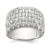 Sterling Silver Rhodium-plated CZ Wide Band Ring - 2