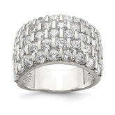 Sterling Silver Rhodium-plated CZ Wide Band Ring - 4