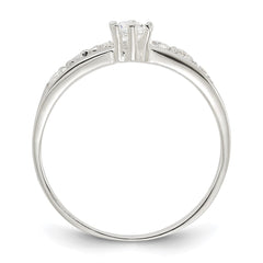 Sterling Silver Row and Solitaire CZ Ring - 3
