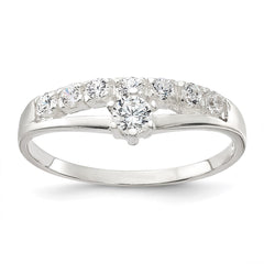 Sterling Silver Row and Solitaire CZ Ring - 3