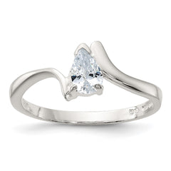 Sterling Silver Pear Shaped CZ Ring - 3
