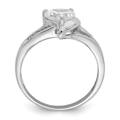 Sterling Silver Rhodium Plated CZ Heart Ring - 6