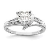 Sterling Silver Rhodium Plated CZ Heart Ring - 3