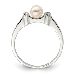 Sterling Silver CZ Imitation Pearl Ring - 3