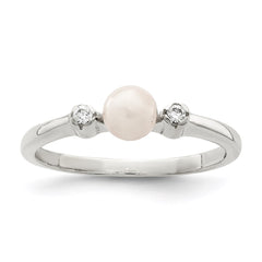 Sterling Silver CZ Imitation Pearl Ring - 2