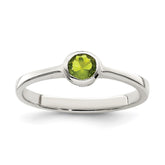 Sterling Silver Lime Green Round Bezel CZ Ring - 3