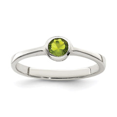 Sterling Silver Lime Green Round Bezel CZ Ring - 2