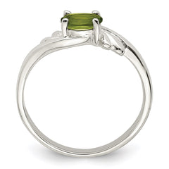 Sterling Silver Lime Green Oval CZ Ring - 2