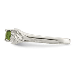 Sterling Silver Lime Green Oval CZ Ring - 3