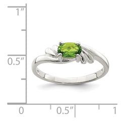 Sterling Silver Lime Green Oval CZ Ring - 2