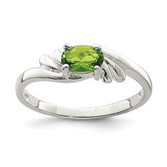 Sterling Silver Lime Green Oval CZ Ring - 2