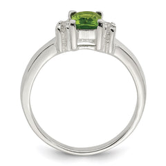 Sterling Silver Lime Green & White CZ Ring - 3