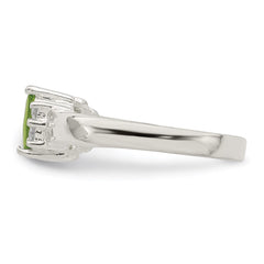 Sterling Silver Lime Green & White CZ Ring - 2