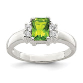 Sterling Silver Lime Green & White CZ Ring
