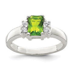 Sterling Silver Lime Green & White CZ Ring - 3
