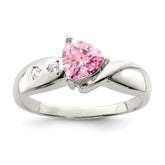 Sterling Silver Pink Trillion CZ Ring - 3