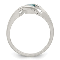 Sterling Silver Blue Glass Ring - 3