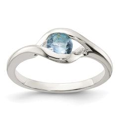 Sterling Silver Blue Glass Ring - 3