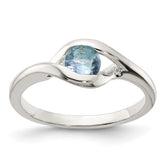 Sterling Silver Blue Glass Ring - 2