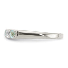Sterling Silver Light Blue & White CZ Ring - 6