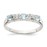 Sterling Silver Light Blue & White CZ Ring - 6