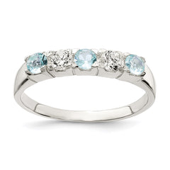 Sterling Silver Light Blue & White CZ Ring - 3