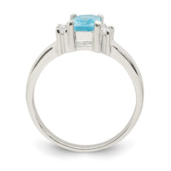 Sterling Silver Light Blue & White CZ Ring - 2