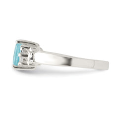 Sterling Silver Light Blue & White CZ Ring