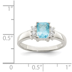 Sterling Silver Light Blue & White CZ Ring - 2