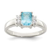 Sterling Silver Light Blue & White CZ Ring - 4