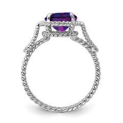 Sterling Silver Rhodium-plated Amethyst Twisted Circle Ring - 2