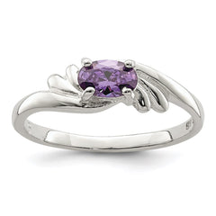 Sterling Silver Purple Oval CZ Ring - 2