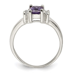 Sterling Silver Purple & White CZ Ring - 3