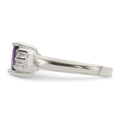 Sterling Silver Purple & White CZ Ring - 3