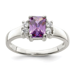 Sterling Silver Purple & White CZ Ring - 3