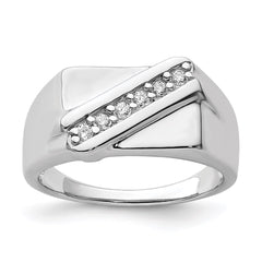 Sterling Silver Rhodium Plated Fancy CZ Ring - 3