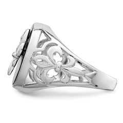 Sterling Silver Rhodium Plated CZ Black Onyx Ring - 2